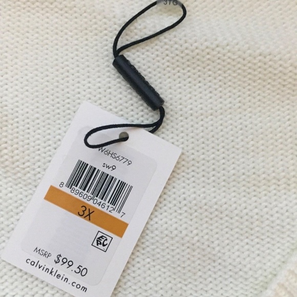NWT Calvin Klein Women's White Laced-Up Grommet Mix Sweater Plus Size 1X - Picture 9 of 13